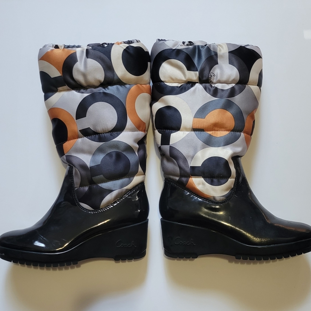 Coach Optic Art Charm Signature Logo Winter Wedges